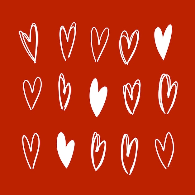 Vector handrawn red hearts vector