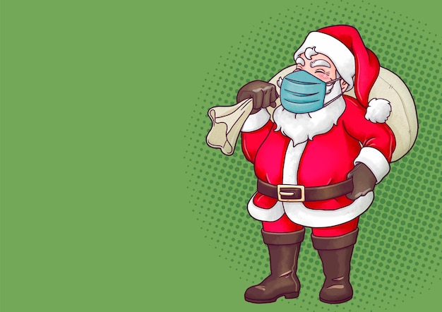 Babbo natale disegnato a mano con maschera