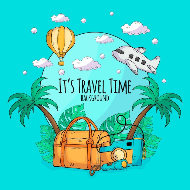 Handrawn travel background Vector