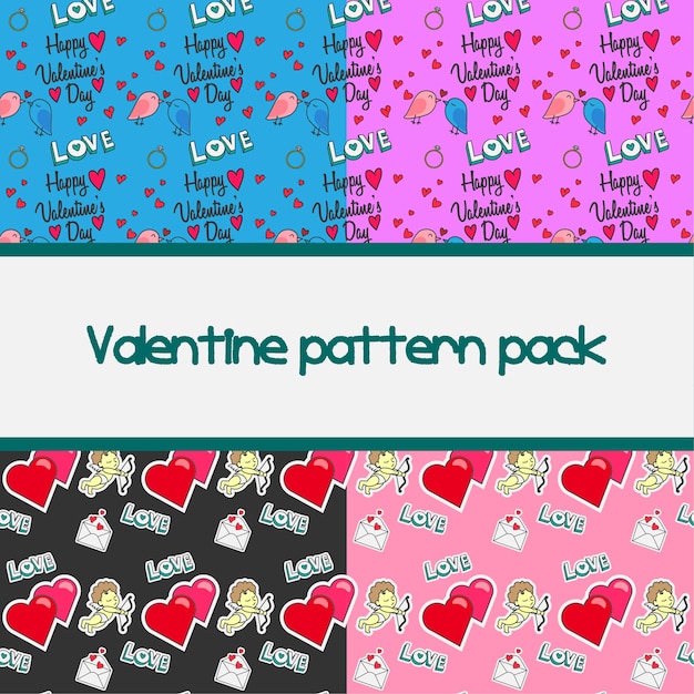 Vector handrawn valentine's day pattern pack