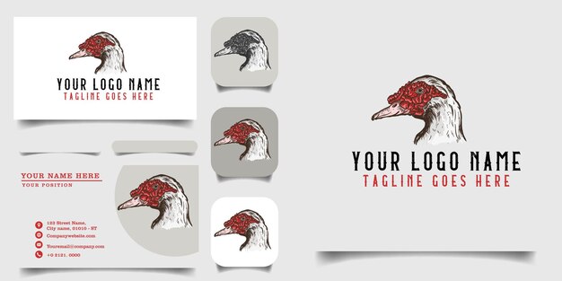 Vector handrawn vintage logo template and business card