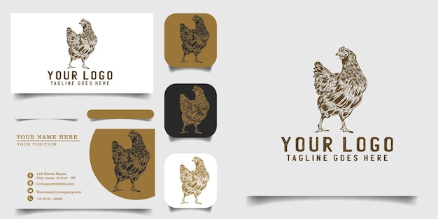 Vector handrawn vintage logo template and business card