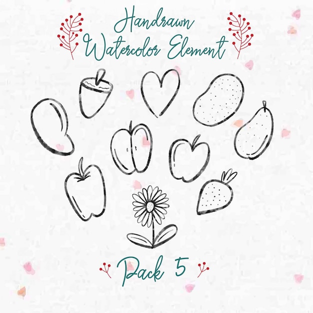 Vector handrawn watercolor autumn element pack 5