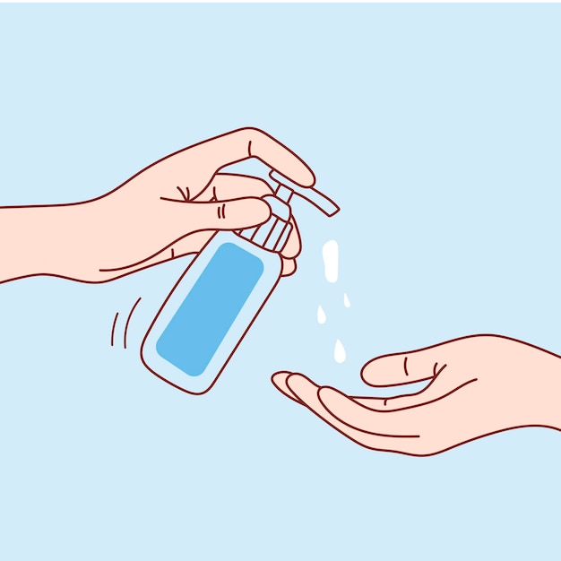 Handreinigingsmiddel. hand hygiëne. voor jezelf zorgen. vector illustratie