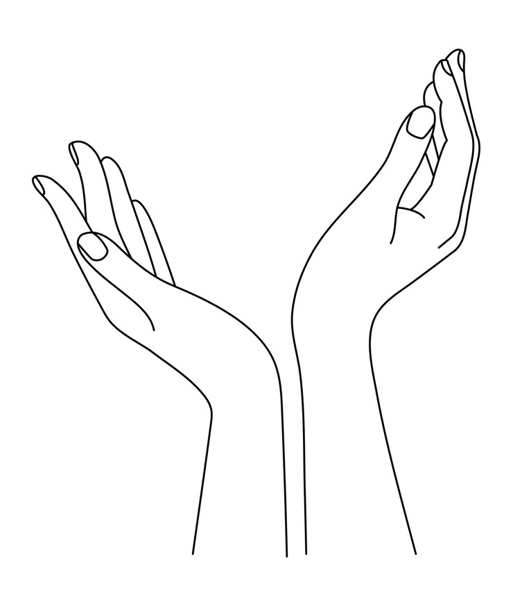 Vector 手美的な線画。シンプルな直線的なスタイルのアーム。ベクトル イラストを落書き。