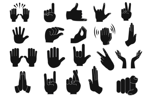 Vector hands and arms vector hands vector line icons set cartoon hands human palms and wrist vector set