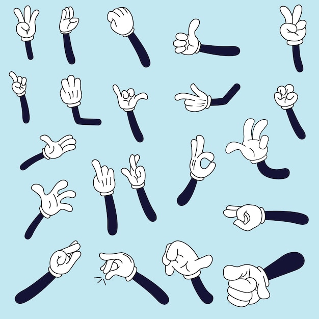 Vector hands and arms vector hands vector line icons set cartoon hands human palms and wrist vector set