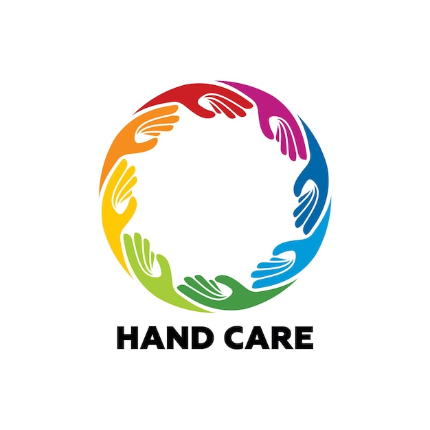 Hands care logo template design vector, emblem, design concept, creative symbol, icon