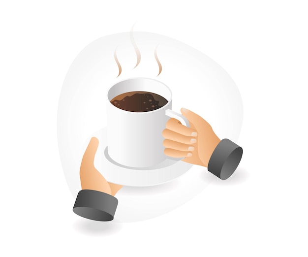 Hands carrying a cup of coffee