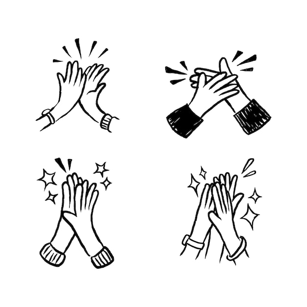 Vector hands clapping handdrawn line art