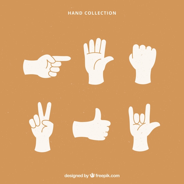 Vector hands collection with different poses in hand drawn style