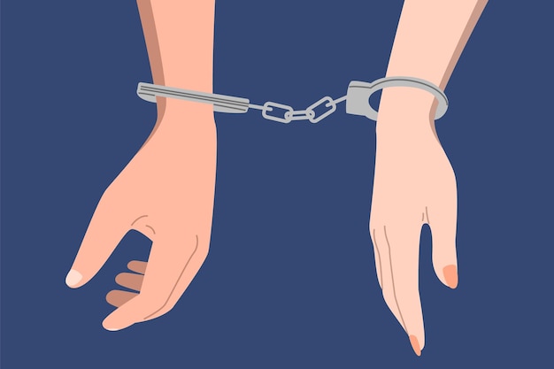 Vector hands of couple in handcuffs vector illustration