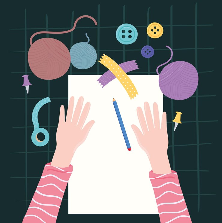 Vector hands and craft tools