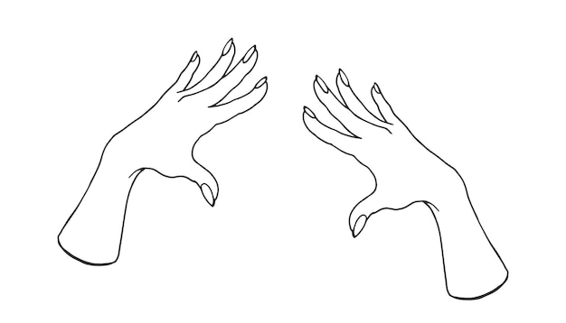 Clipart di doodle di mani. illustrazione disegnata a mano.