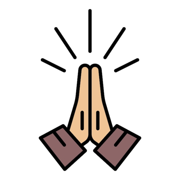 Vector hands folded in prayer icon outline hands folded in prayer vector icon color flat isolated