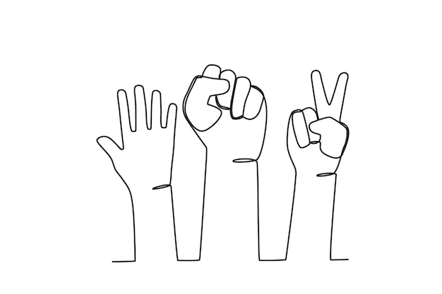 Hands form a symbol of equality Human rights day oneline drawing