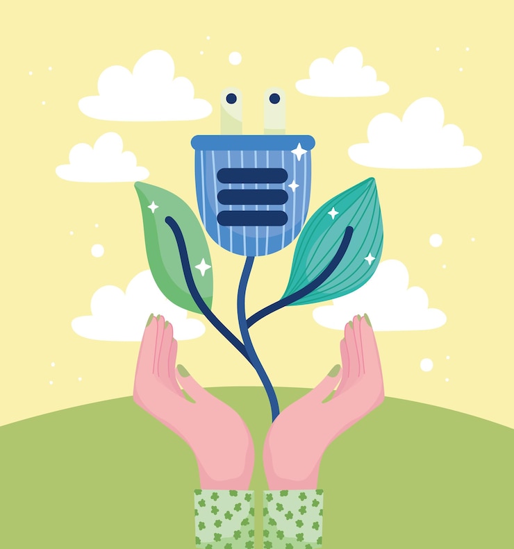Vector hands and green energy