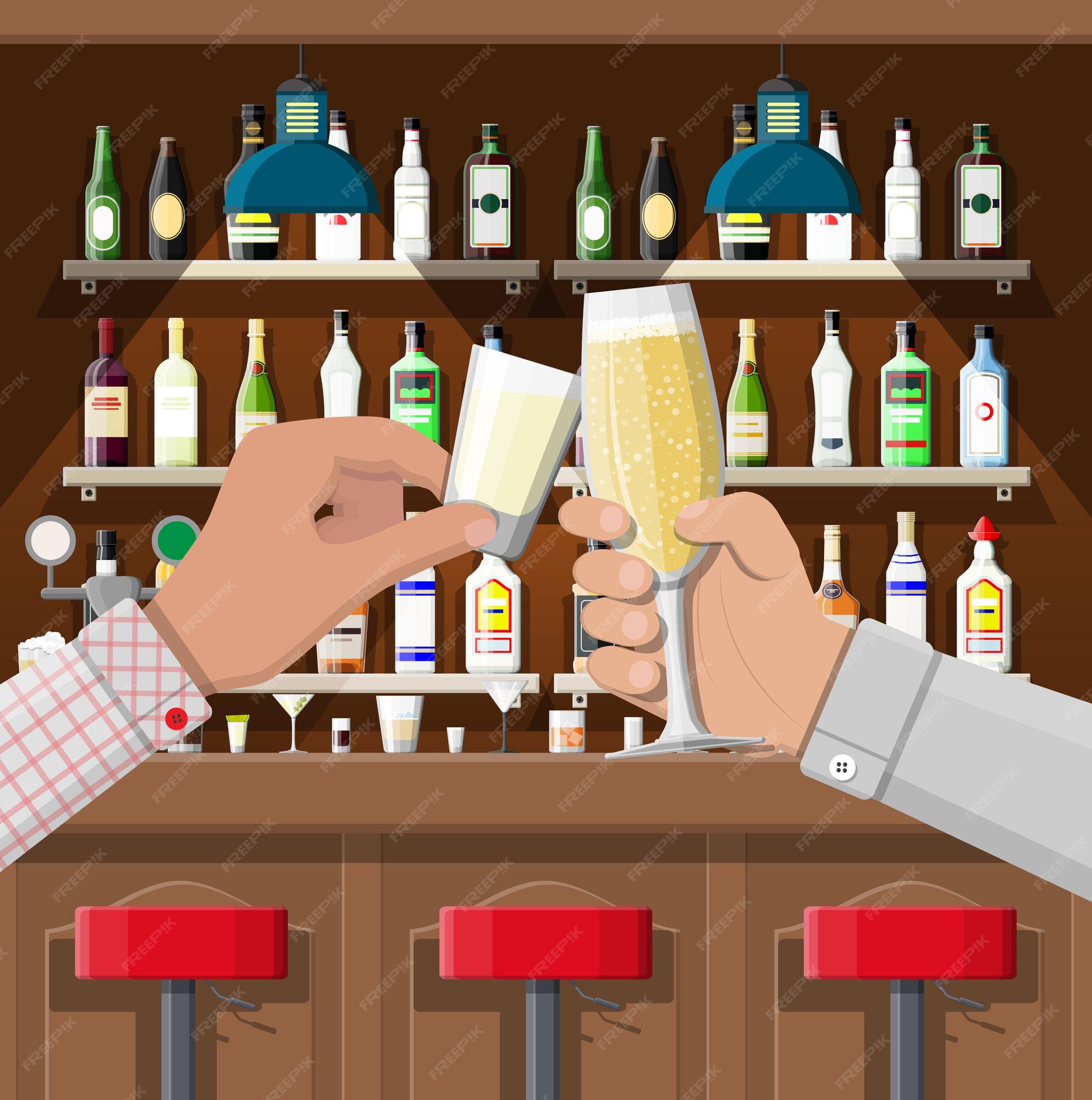 Hands of people holding glasses drinking together on party. Group having fun  enjoy cocktails beverages on celebration. Vector illustration. 12983450  Vector Art at Vecteezy