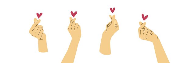 Vector hands heart sign showing asian icon sketch