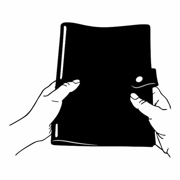 Vector hands hold a folder with documents