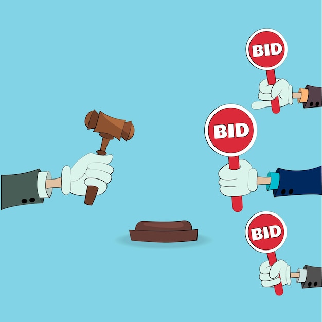 Auction Bidding Stock Illustration - Download Image Now - Bid, Auction,  Auction Paddle - iStock