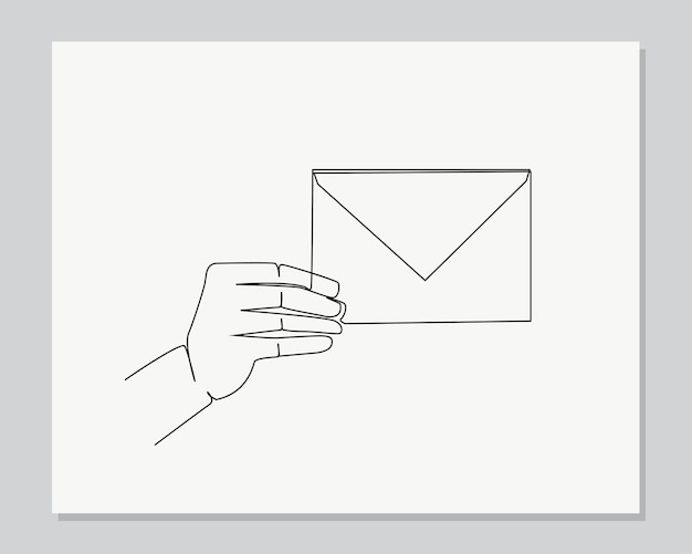 Hands holding blank envelope continuous one line illustration