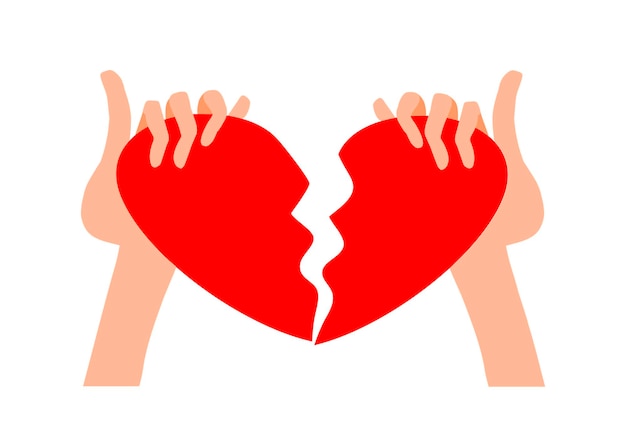 Vector hands holding a broken heart vector illustration with a broken heart in your hands