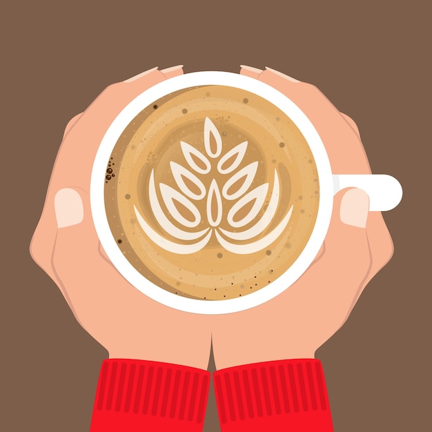 Vector hands holding a cup of coffee two hands grasping a cup of coffee vector illustration