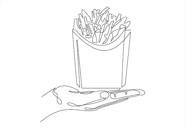 hands holding french fries. Vector flat design.