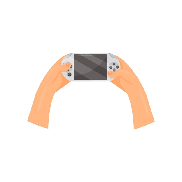 Hands holding gamepad gaming concept vector Illustration isolated on a white background