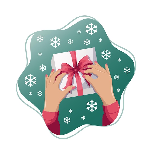 Vector hands holding a gift box