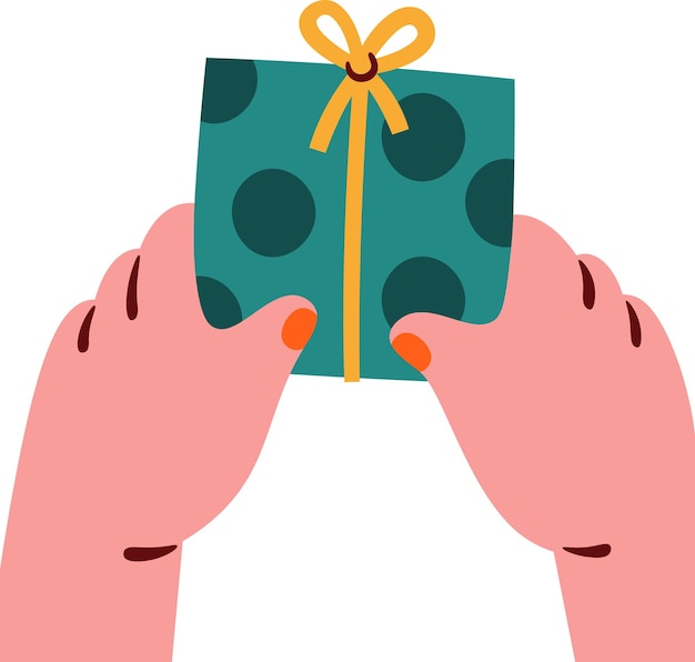 Vector hands holding gift