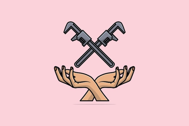 Hands holding a hammer and a hammer symbol