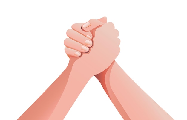 Hands holding hand for unity vector illustration