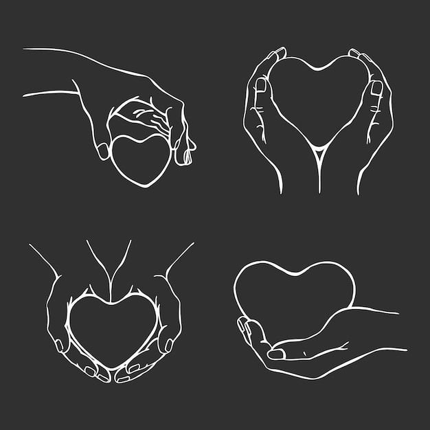 Hands holding heart Hand drawn vector illustration