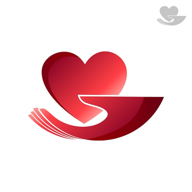 Vector hands holding a heart symbol of peace help cooperation or charity and volunteering color