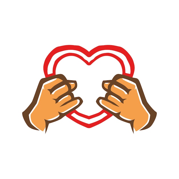 Hands holding icon of love vector illustration