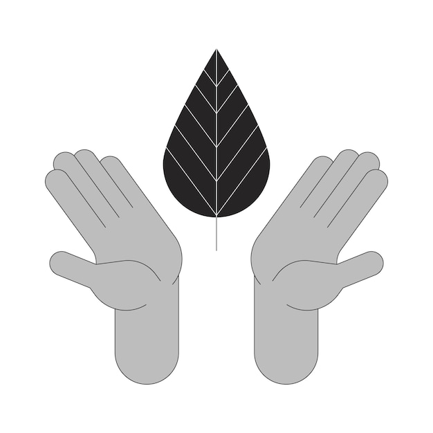 Hands holding leaf outline illustration