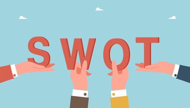 ベクトル 手は文字を握っている swot