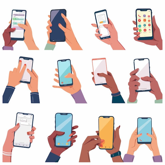 Vector hands_holding_mobile_phones_setfingers