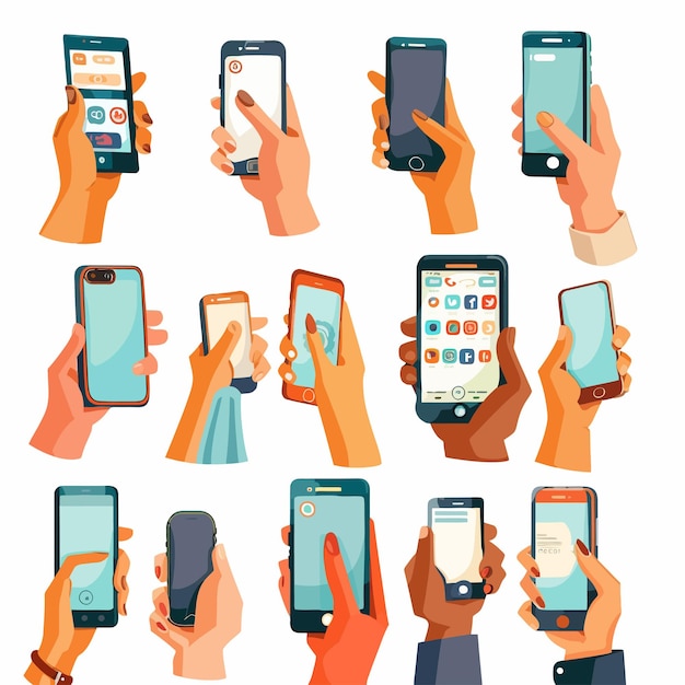 Vector hands_holding_mobile_phones_setfingers