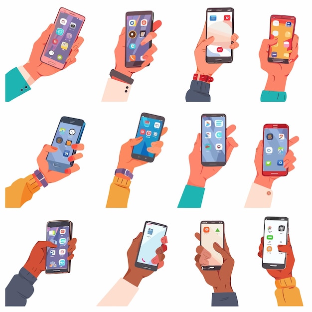 Vector hands_holding_mobile_phones_setfingers