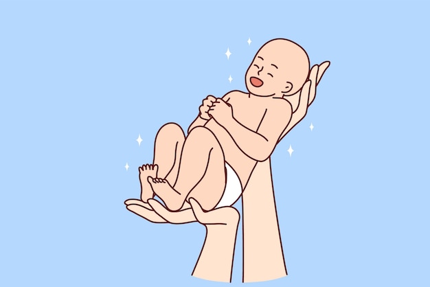 Hands holding newborn baby