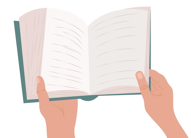 Hands holding open book for read Vector illustration