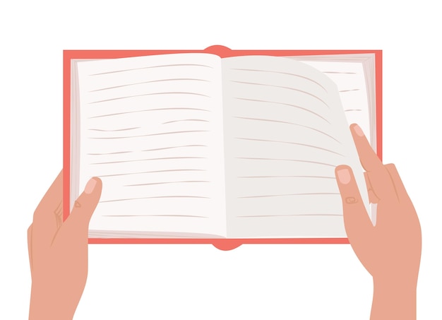 Hands holding open book for read Vector illustration