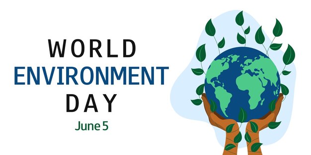 Hands holding the planet World Environment Day June 5 Save earth Template for banner flyer