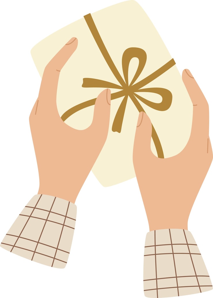 Vector hands holding present box