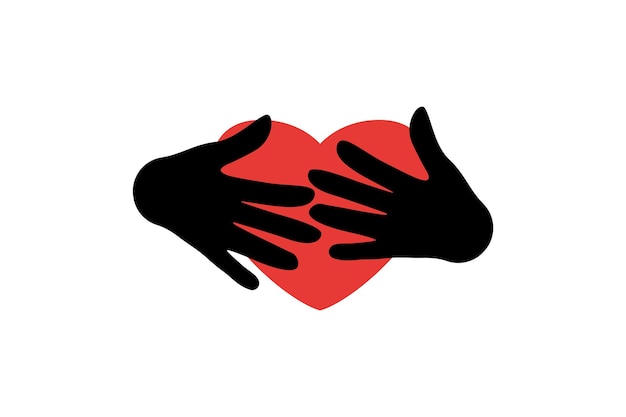 Vector hands holding a red heart life logo