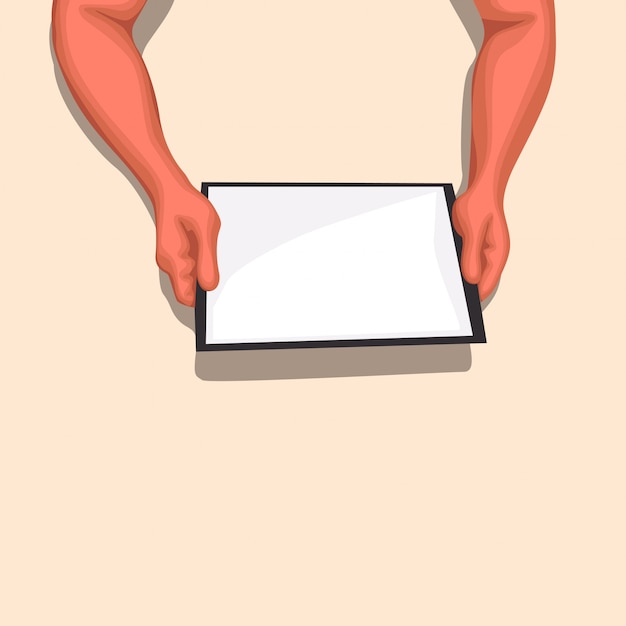 Hands holding tablet