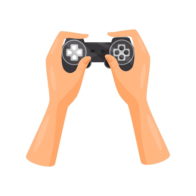 Hands holding video game controller gaming concept vector Illustration isolated on a white background